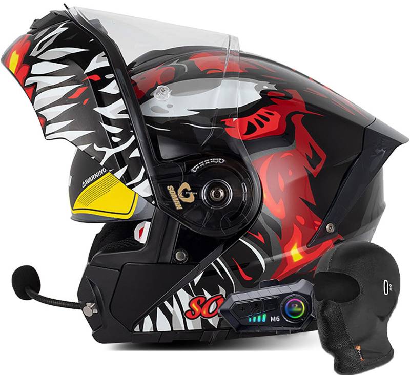 Integralhelm Motorradhelm Modular Bluetooth Klapphelm Erwachsene Sturzhelm Mopedhelm ECE/DOT Genehmigt Mit Doppel Visier Lüftungssystem Für Herren Und Damen 10,4XL von stdpcxz