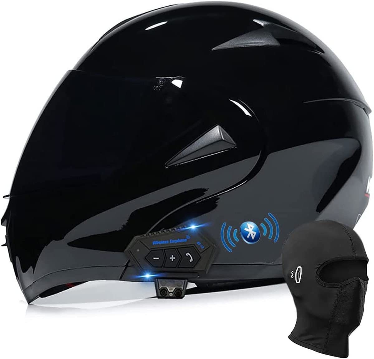 Klapphelm Bluetooth Integrierter Motorradhelm Mit Sonnenblende Modulare Integralhelm DOT/ECE Zertifiziert Mit Eingebautem Mikrofon Für Herren & Damen Bluetooth Klapphelm 1,XS von stdpcxz