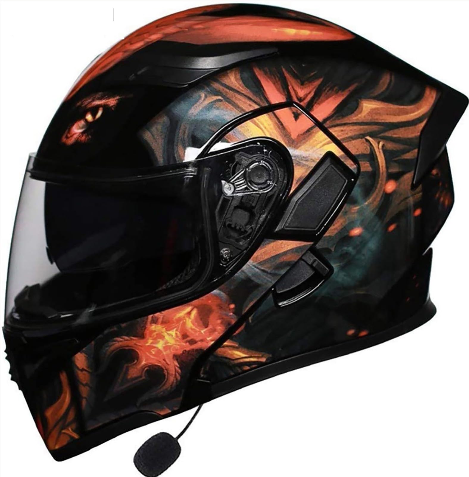 Klapphelm Mit Bluetooth Motorradhelm, DOT/ECE-Geprüft Full Helmet Vollgesichts-Doppelvisierhelm, Integralhelm Für Erwachsene, Männer Und Frauen, Rot, Blau, Schwarz 1,M=57-58cm von stdpcxz