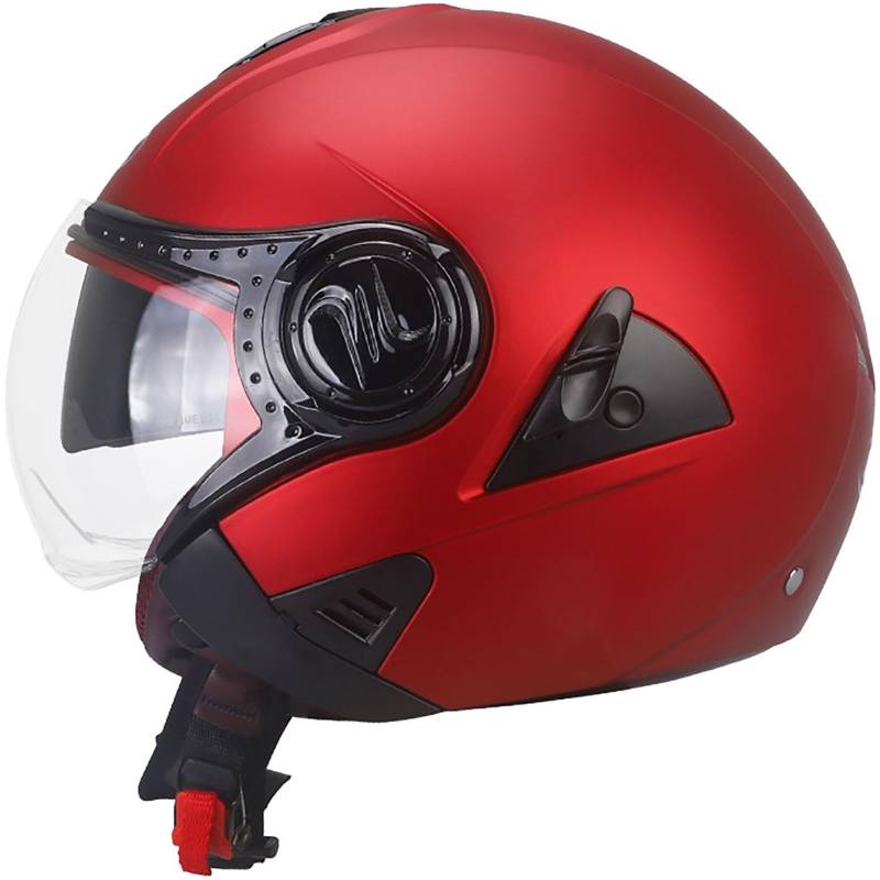 Motorrad Halbhelme Retro Motorradhelm Für Herren Und Damen DOT/ECE-Zertifizierung Jethelm Offenem Helm Mit Sonnenblende Braincap Halbschalenhelm Für Cruiser Chopper Moped Scooter 3,L=59-60CM von stdpcxz