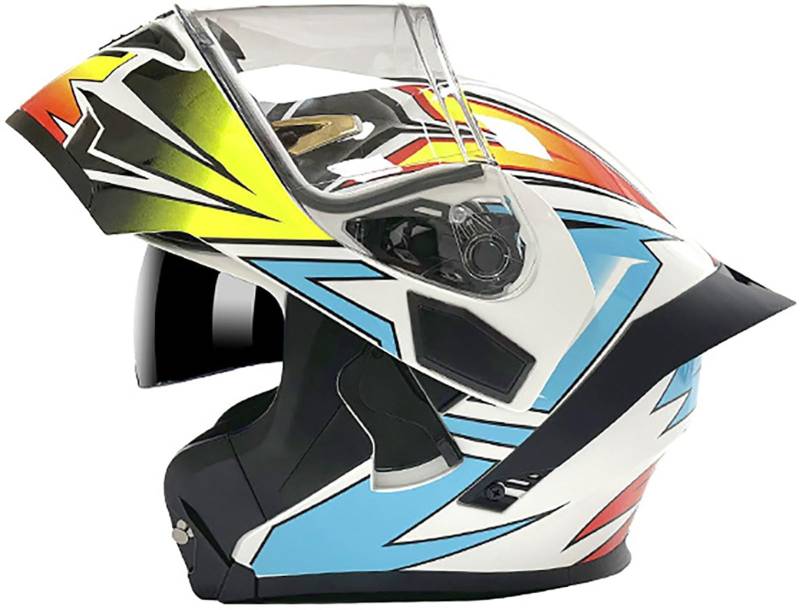 Motorrad Integrierter Klapphelm Motorradhelm DOT/ECE-Zertifizierung Flip Vollvisierhelm Motorrad Schutzhelm Mit Doppelvisier Modular Helm Für Männer Und Frauen Erwachsene 5,XL=61-62CM von stdpcxz