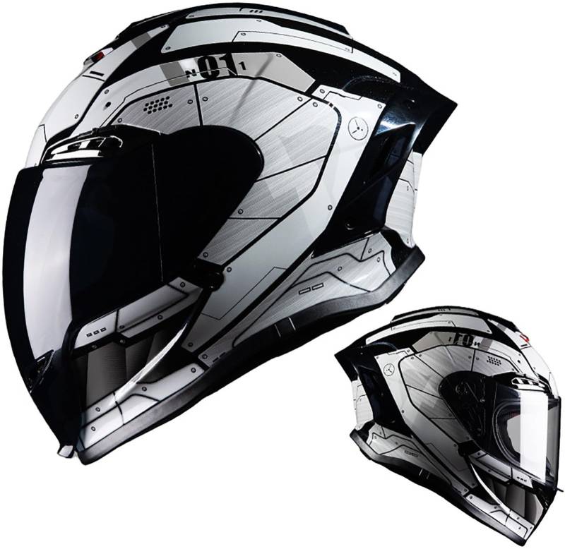 Motorradhelm Integralhelm Mit Sonnenblende, Modular Vollhelm Integrierter Motorrad-Vollhelm, DOT/ECE-Zugelassener Sicherheits-Anti-Kollisions-Helm Für Männer Und Frauen Erwachsene 7,L=59-60CM von stdpcxz