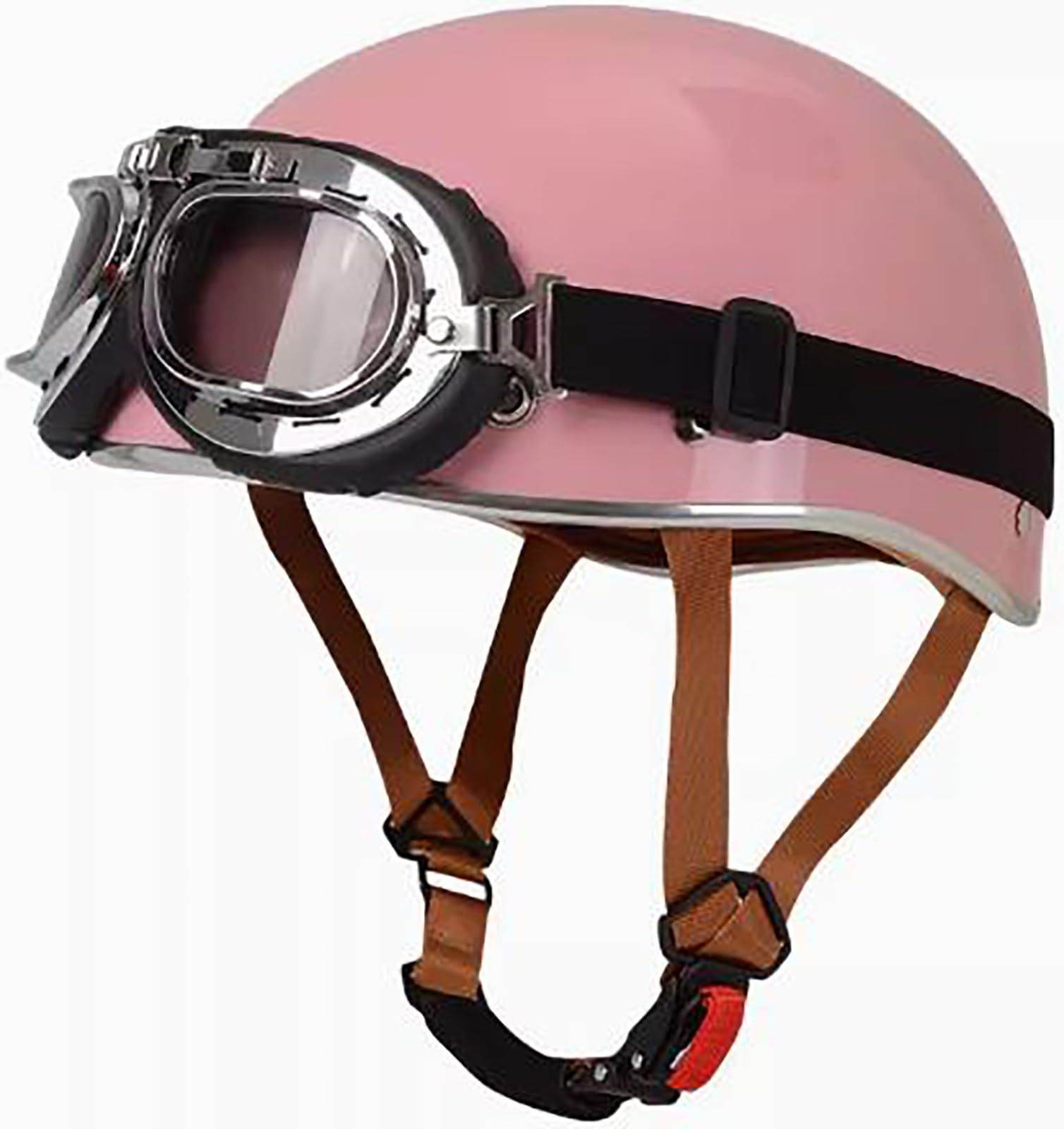 Open Face Motorrad Helm, DOT/ECE Genehmigt Halbschalenhelm, Retro Motorrad Halbhelm Mit Brille, Schnellverschluss Schnalle, Erwachsene Halbschale Jet-Helm, Scooter-Helm 10,L=59-60CM von stdpcxz