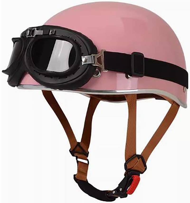 Open Face Motorrad Helm, DOT/ECE Genehmigt Halbschalenhelm, Retro Motorrad Halbhelm Mit Brille, Schnellverschluss Schnalle, Erwachsene Halbschale Jet-Helm, Scooter-Helm 11,M=57-58CM von stdpcxz