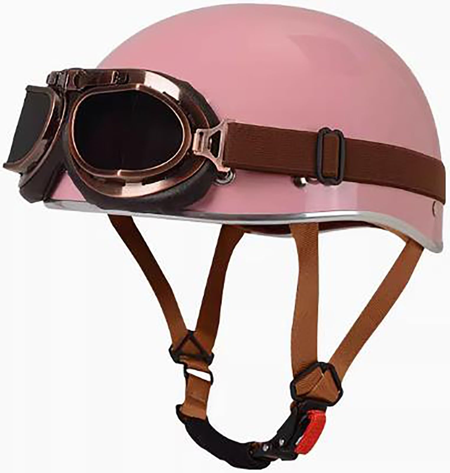 Open Face Motorrad Helm, DOT/ECE Genehmigt Halbschalenhelm, Retro Motorrad Halbhelm Mit Brille, Schnellverschluss Schnalle, Erwachsene Halbschale Jet-Helm, Scooter-Helm 12,L=59-60CM von stdpcxz