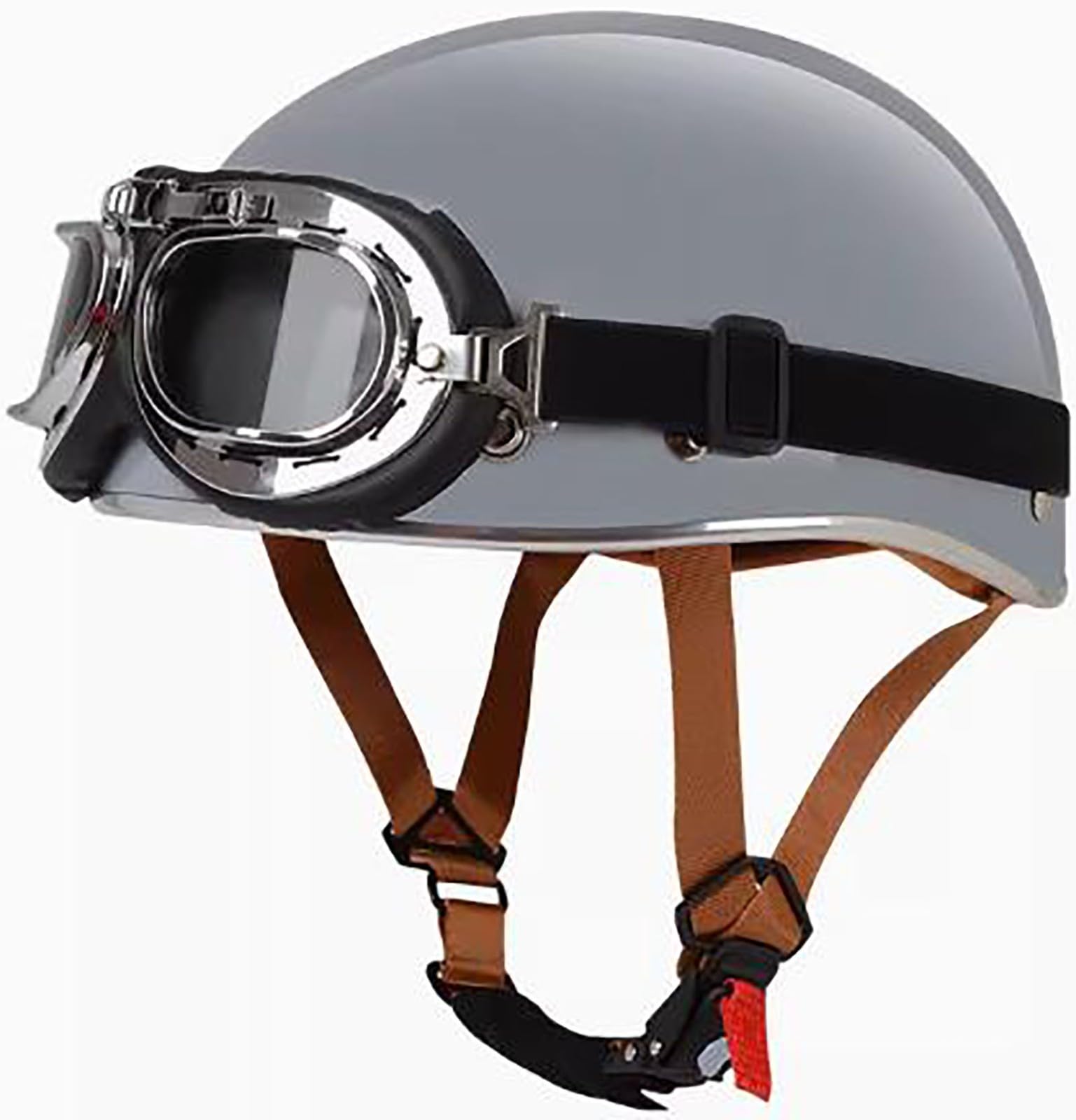 Open Face Motorrad Helm, DOT/ECE Genehmigt Halbschalenhelm, Retro Motorrad Halbhelm Mit Brille, Schnellverschluss Schnalle, Erwachsene Halbschale Jet-Helm, Scooter-Helm 7,L=59-60CM von stdpcxz