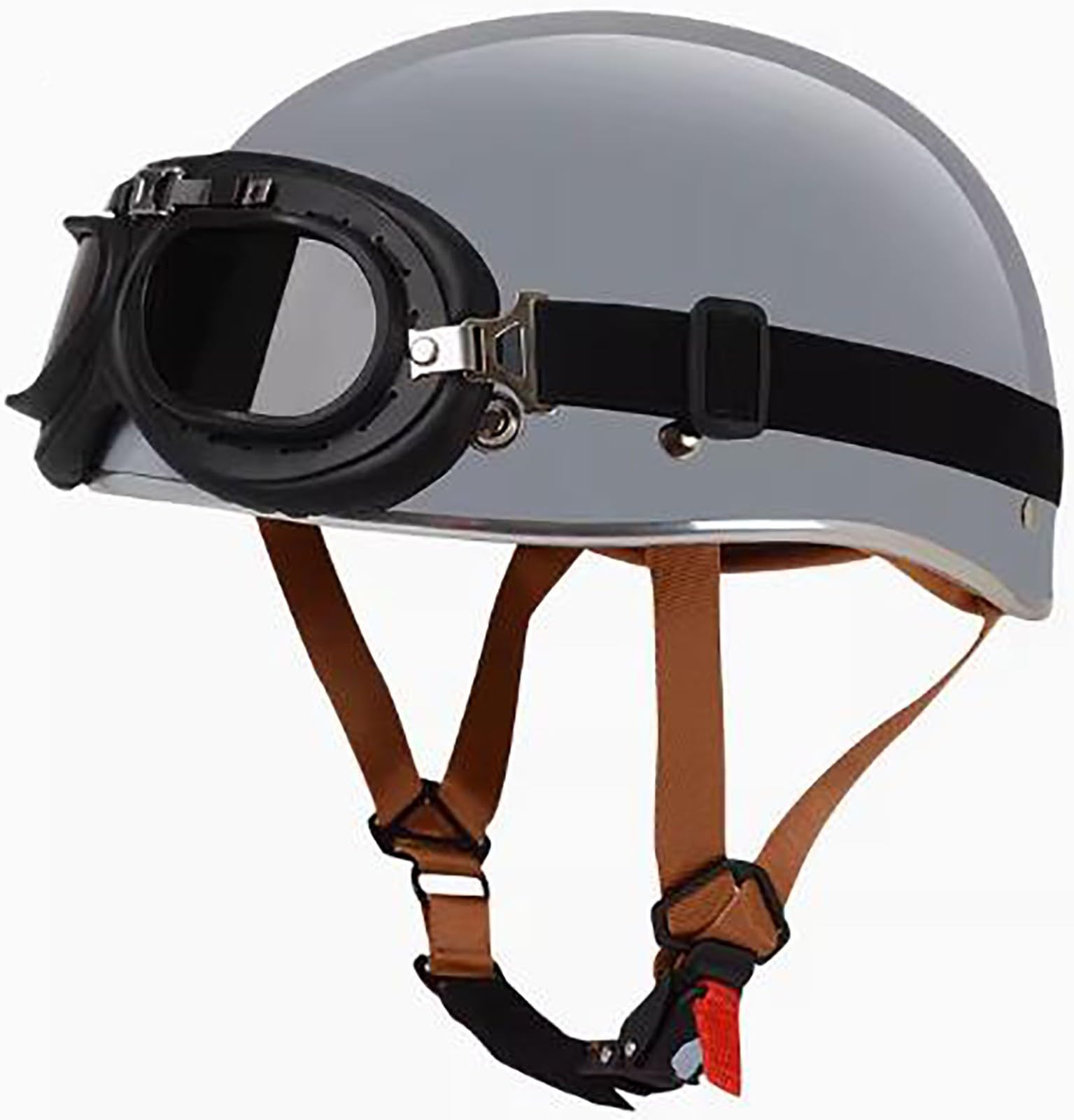 Open Face Motorrad Helm, DOT/ECE Genehmigt Halbschalenhelm, Retro Motorrad Halbhelm Mit Brille, Schnellverschluss Schnalle, Erwachsene Halbschale Jet-Helm, Scooter-Helm 8,L=59-60CM von stdpcxz