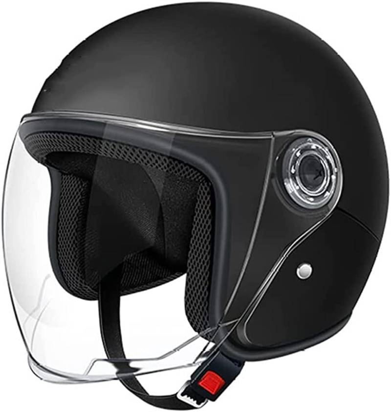 Retro Halbschalehelm Motorrad-Helm DOT/ECE-Zulassung Jethelme Schnellverschluss-Schnalle Brain-Cap Helm Mit Sonnenblende Roller Helm Scooter-Helm Für Herren Damen 1,55-65cm von stdpcxz