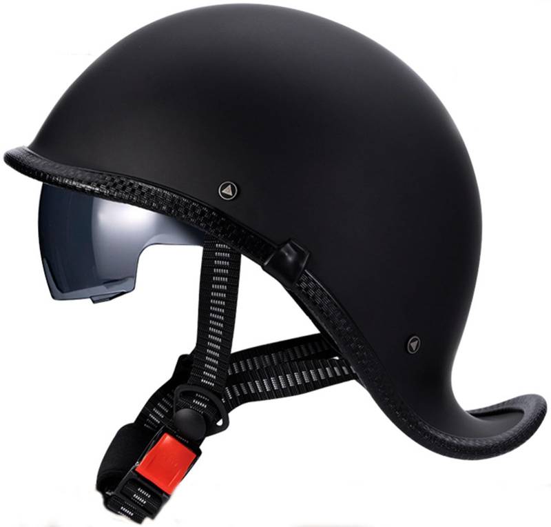 Retro Motorrad Halbhelme, Brain-Cap, Halbschale, Jet-Helm, Roller-Helm, Halbschalenhelm Mit ECE-Zertifizierung Scooter-Helm Mofa-Helm, Für Damen Und Herren Mit Built-In Visier 2,M von stdpcxz