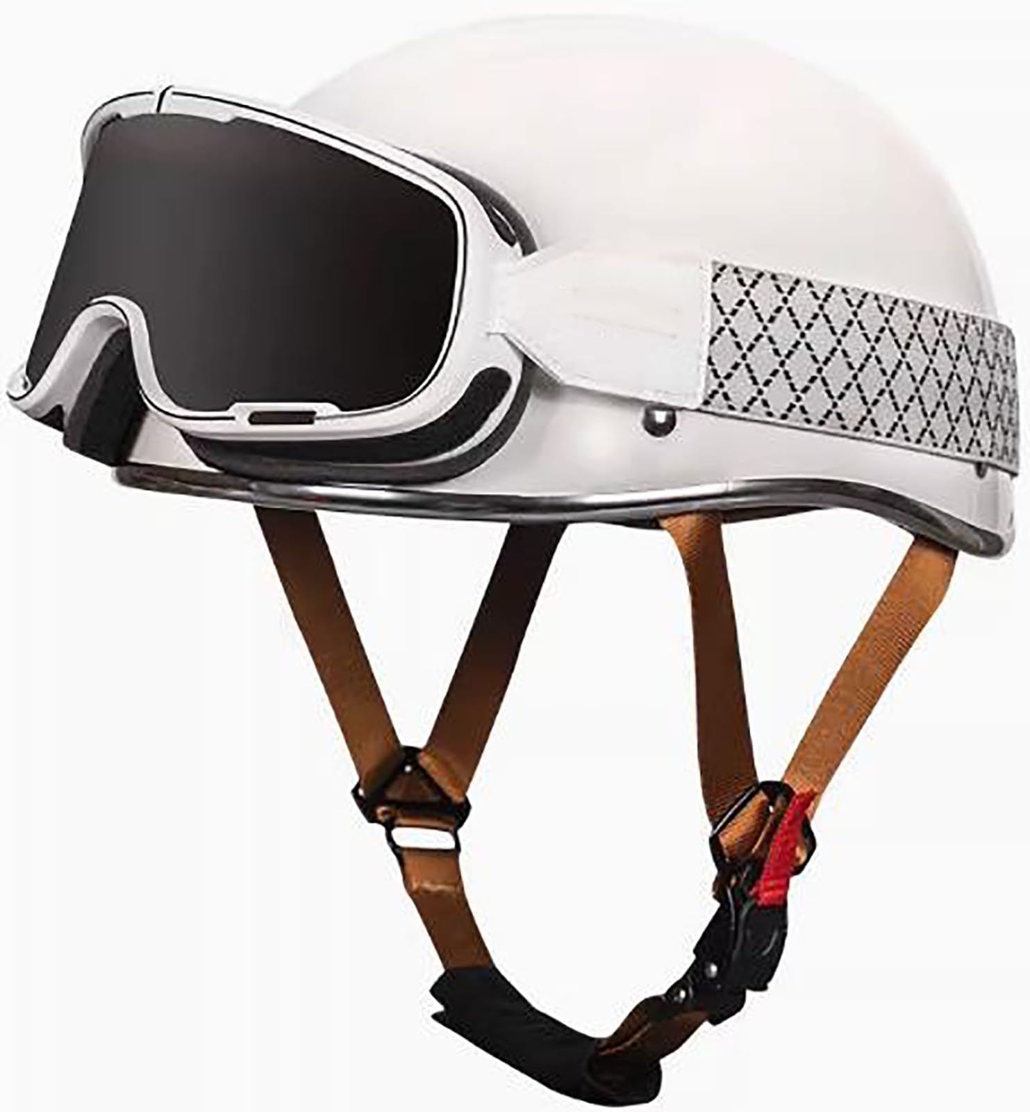 Retro Motorrad Halbhelme Motorradhelm Für Herren Und Damen DOT/ECE-Zertifizierung Jethelm Mit Schutzbrille Halbschalenhelm Offenem Helm Für Bike Cruiser Chopper Moped Scooter 1,M=57-58CM von stdpcxz