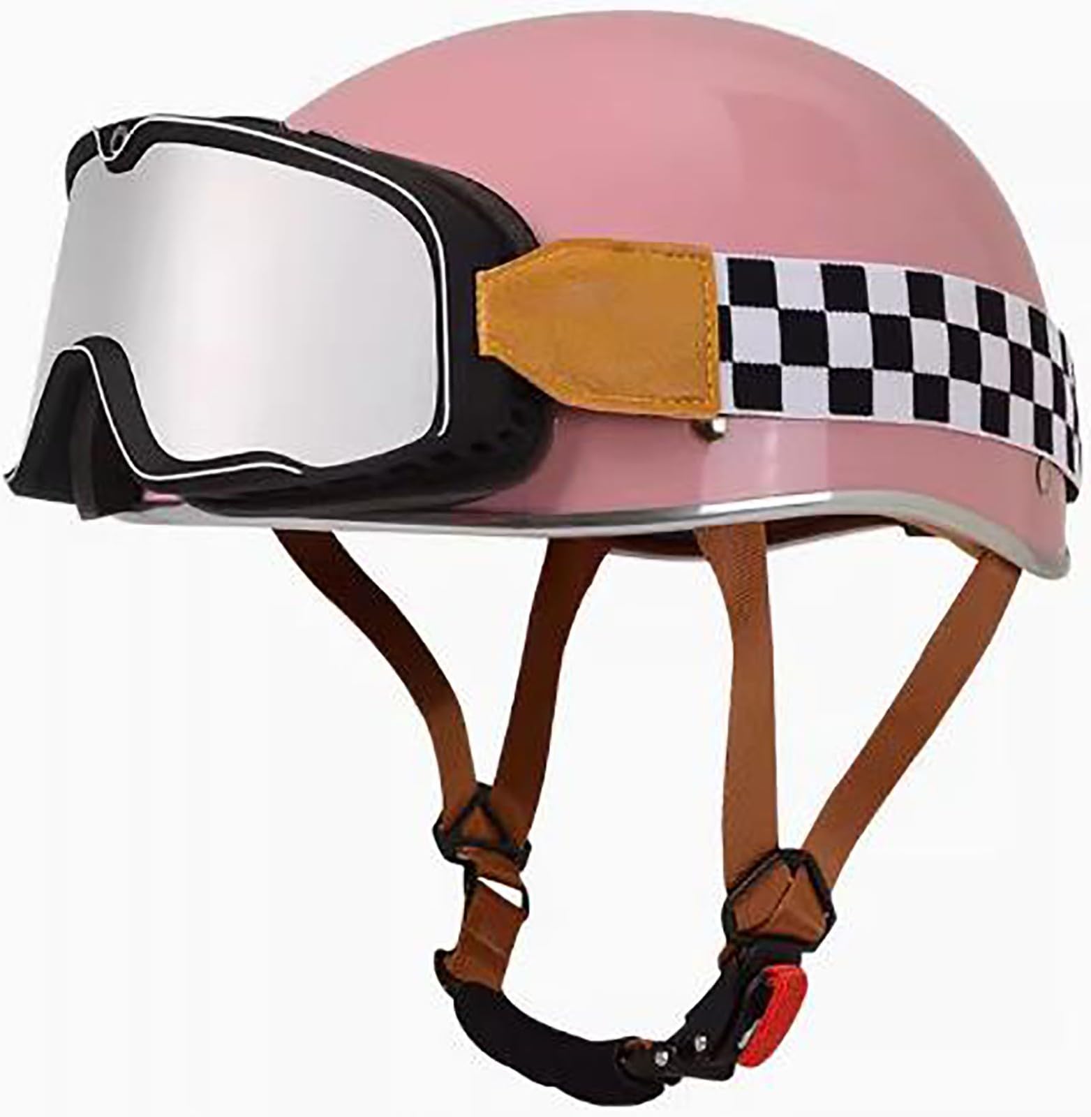 Retro Motorrad Halbhelme Motorradhelm Für Herren Und Damen DOT/ECE-Zertifizierung Jethelm Mit Schutzbrille Halbschalenhelm Offenem Helm Für Bike Cruiser Chopper Moped Scooter 10,M=57-58CM von stdpcxz