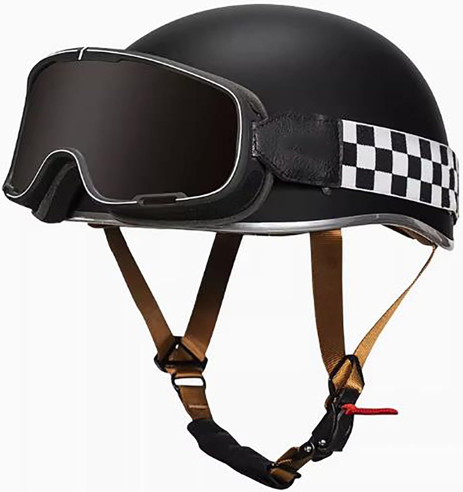 Retro Motorrad Halbhelme Motorradhelm Für Herren Und Damen DOT/ECE-Zertifizierung Jethelm Mit Schutzbrille Halbschalenhelm Offenem Helm Für Bike Cruiser Chopper Moped Scooter 6,L=59-60CM von stdpcxz