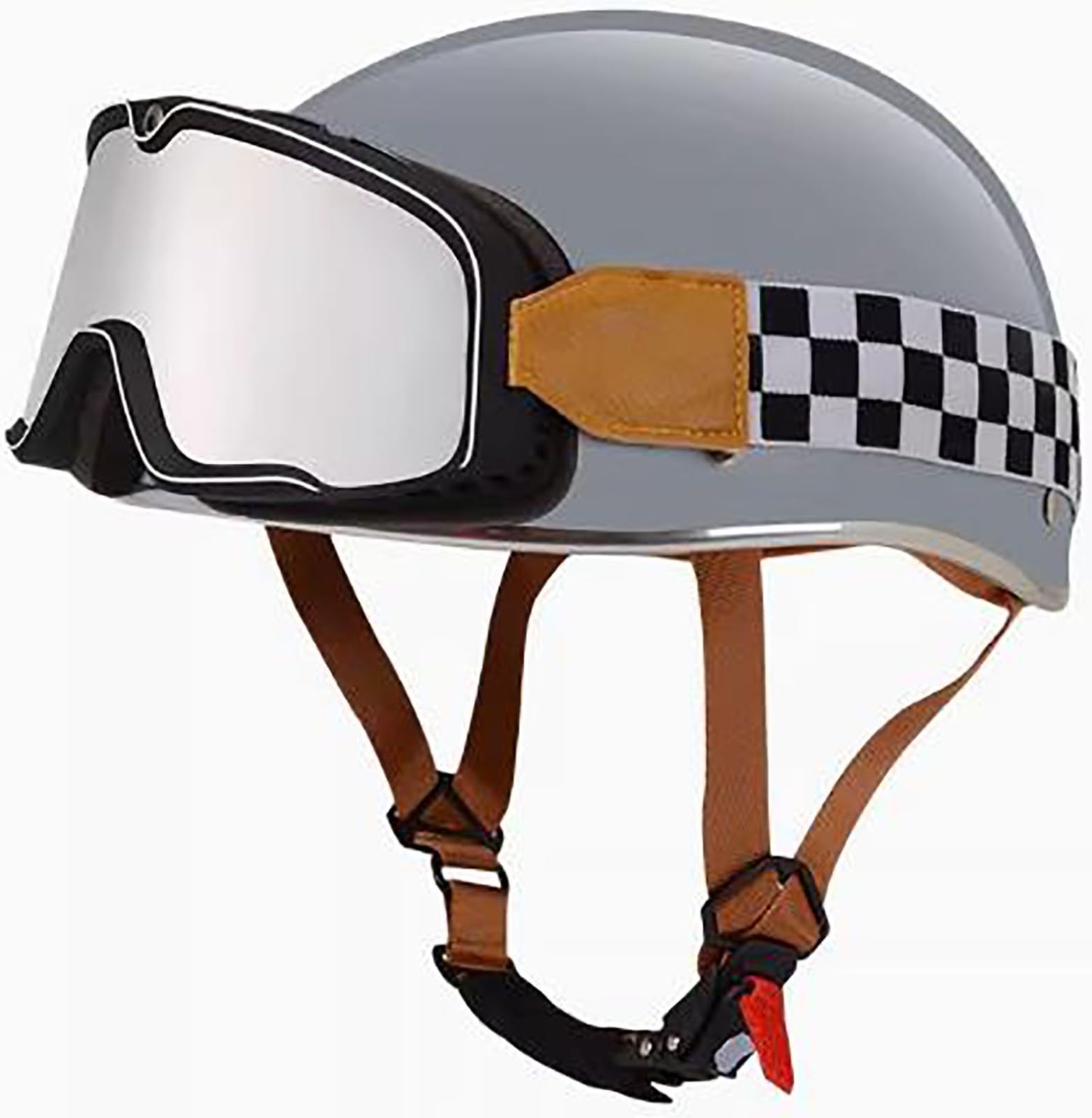 Retro Motorrad Halbhelme Motorradhelm Für Herren Und Damen DOT/ECE-Zertifizierung Jethelm Mit Schutzbrille Halbschalenhelm Offenem Helm Für Bike Cruiser Chopper Moped Scooter 9,M=57-58CM von stdpcxz