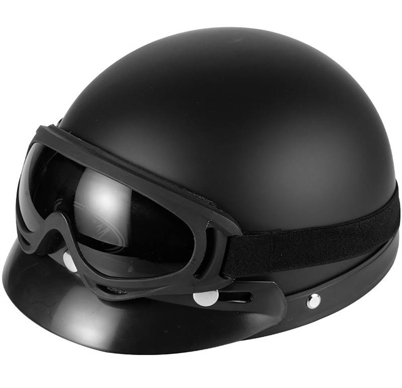 Retro Motorradhelm Scooter-Helm DOT/ECE Genehmigt Leder Halbschalenhelm, Open Face Helm Mit Brille, Schnellverschluss Schnalle, Erwachsene Halbschale Jet-Helm Für Männer Und Frauen 7,55-62CM von stdpcxz