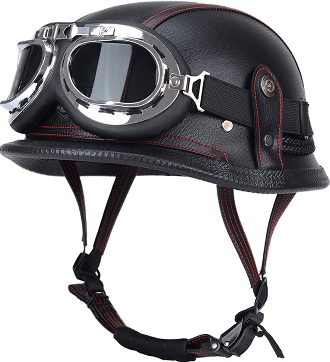 Retro Oldtimer Halbschale Jet-Helm Motorrad-Helm Brain-Cap,DOT/ECE-Zulassung Roller-Helm Scooter-Helm Retro Motorrad Half Helm Herren Damen 7,M von stdpcxz