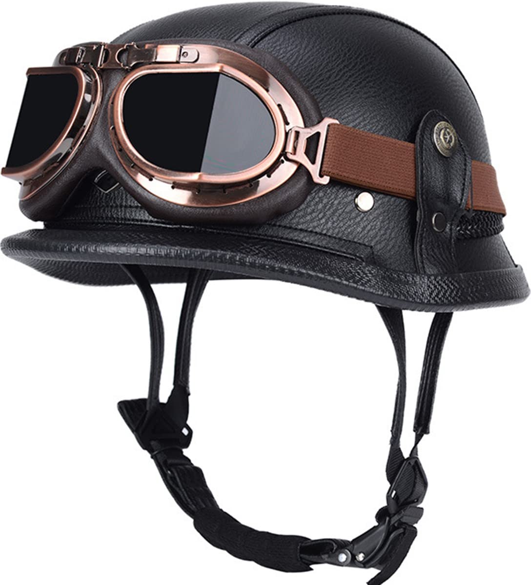 Retro Oldtimer Halbschale Jet-Helm Motorrad-Helm Brain-Cap,DOT/ECE-Zulassung Roller-Helm Scooter-Helm Retro Motorrad Half Helm Herren Damen 8,L von stdpcxz