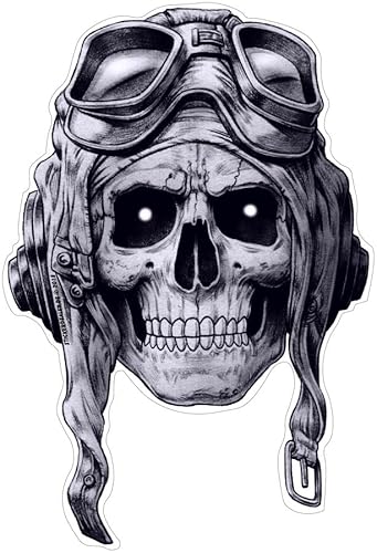 chemstickattack Aviator Skull Aufkleber Sticker Schädel Totenkopf Pilot Flugzeug ca. 14x10 cm von chemstickattack