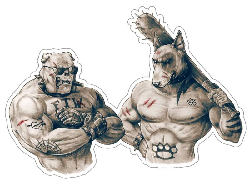 Cooler Oldschool Gangster Aufkleber Sticker Harte Hunde Pitbull Boxer FTW von sticker-dealer