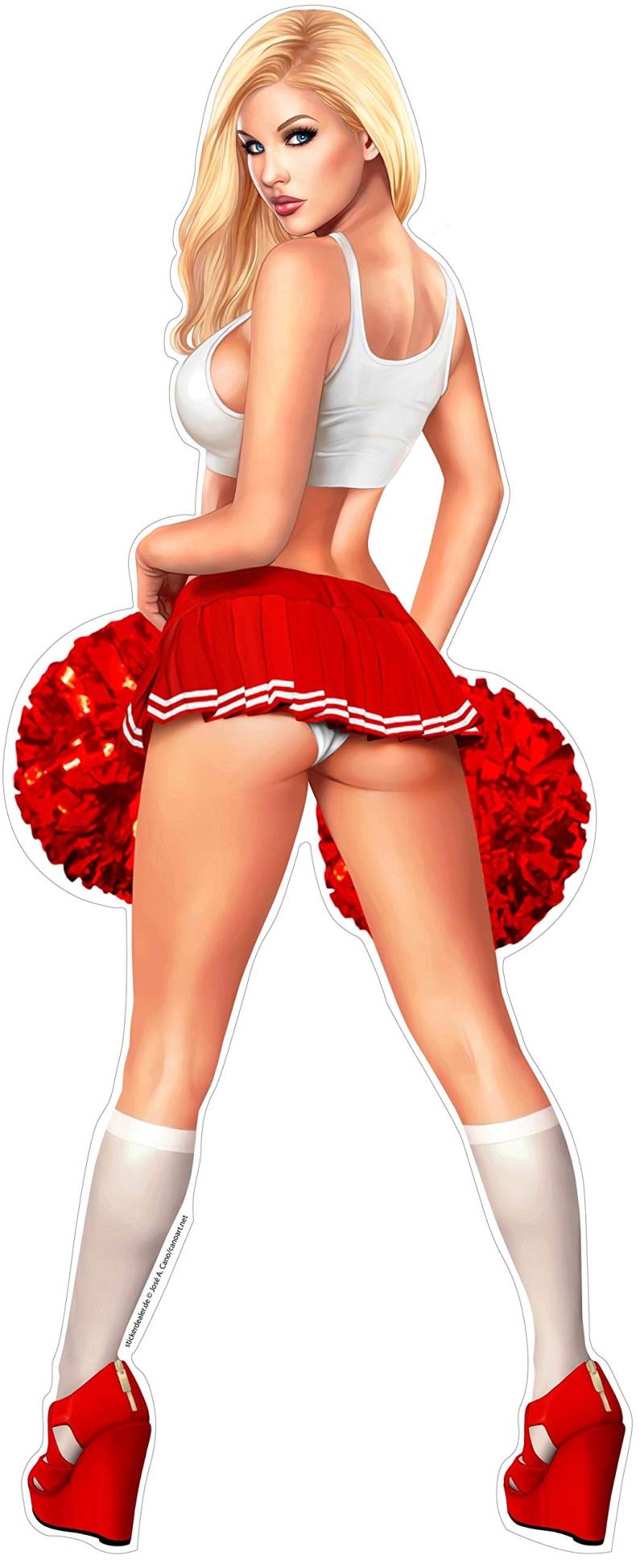 Pinup Aufkleber Cheerleader mit Pompons Autoaufkleber Sticker Girls Retro von sticker-dealer