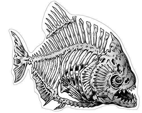 Piranha Skelett Aufkleber Sticker Fische Tiere Coole Motive Angler ca. 11x9 cm von stickerdealer_chupacabra