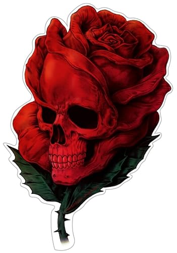 Rose Skull Aufkleber Sticker Schädel Totenkopf Blumen Autoaufkleber Rosen JDM Tuning Stickerbomb ca. 12x8 cm von stickerdealer_chupacabra