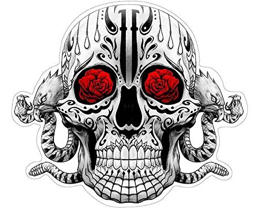 Sugar Skull Aufkleber Black 'n' Grey/red Sticker Schädel Adler Schlange Rosen von stickerdealer_chupacabra