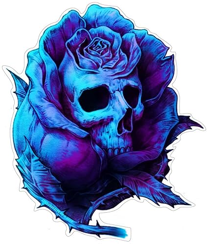 stickerdealer_chupacabra Rose Skull Aufkleber Sticker Schädel Totenkopf Blumen ca. 12x10 cm von stickerdealer_chupacabra