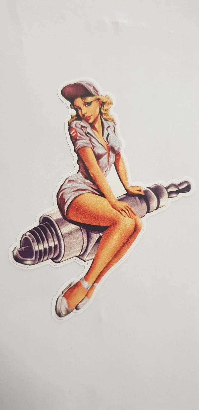 Pin up Girl Hotrod Mädchen Sticker Aufkleber Pinup Zündkerze von stickerpoint24