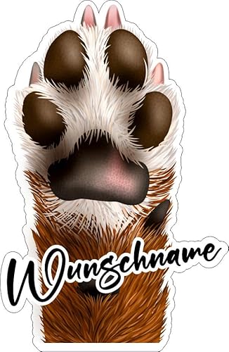 stickerpoint24 Hund an Bord Hundepfote mit Wunschname von stickerpoint24