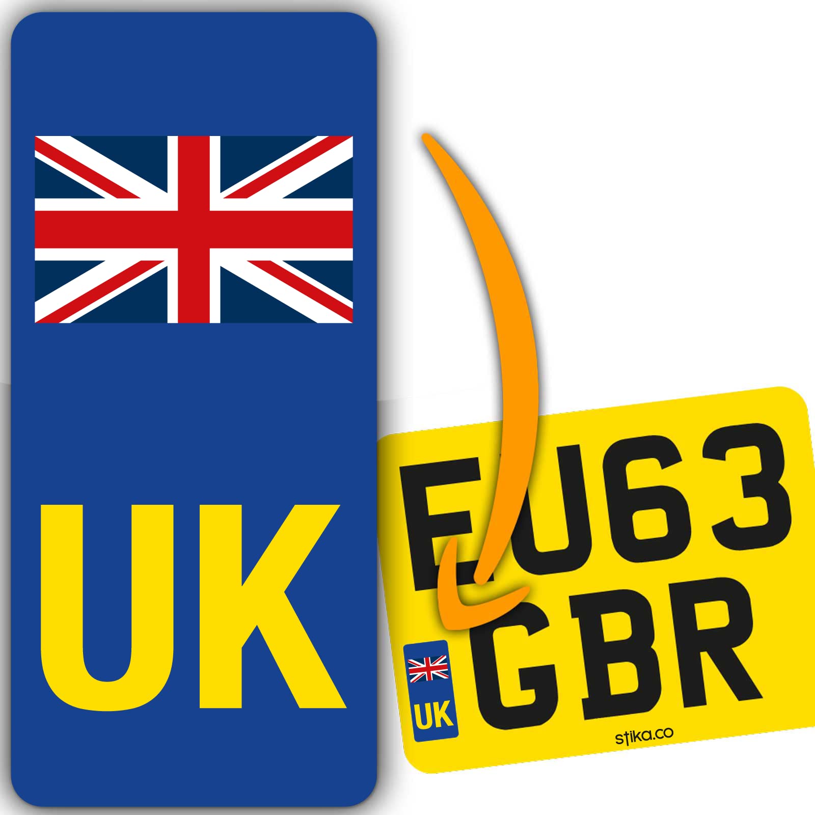4 Stück UK Motorrad Nummernschild Aufkleber Europa Straßenzulassung (Gelbe Aufkleber) von stika.co