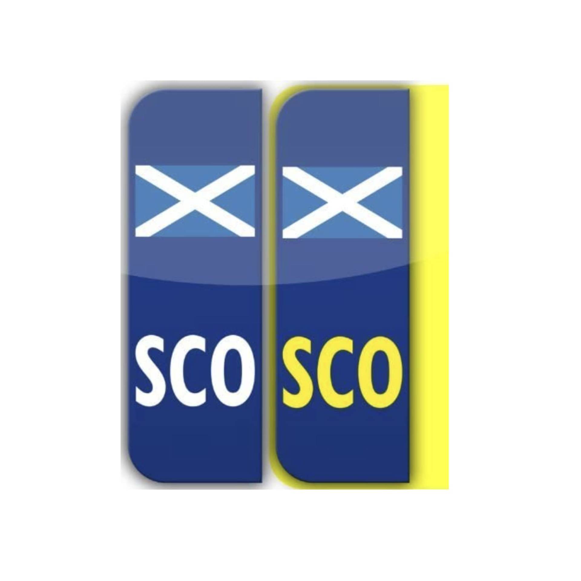 stika.co Schottland SCO Aufkleber für Nummernschild, Selbstklebend, Vinyl-Sticker, Motiv schottische Flagge, 2 Stück von stika.co