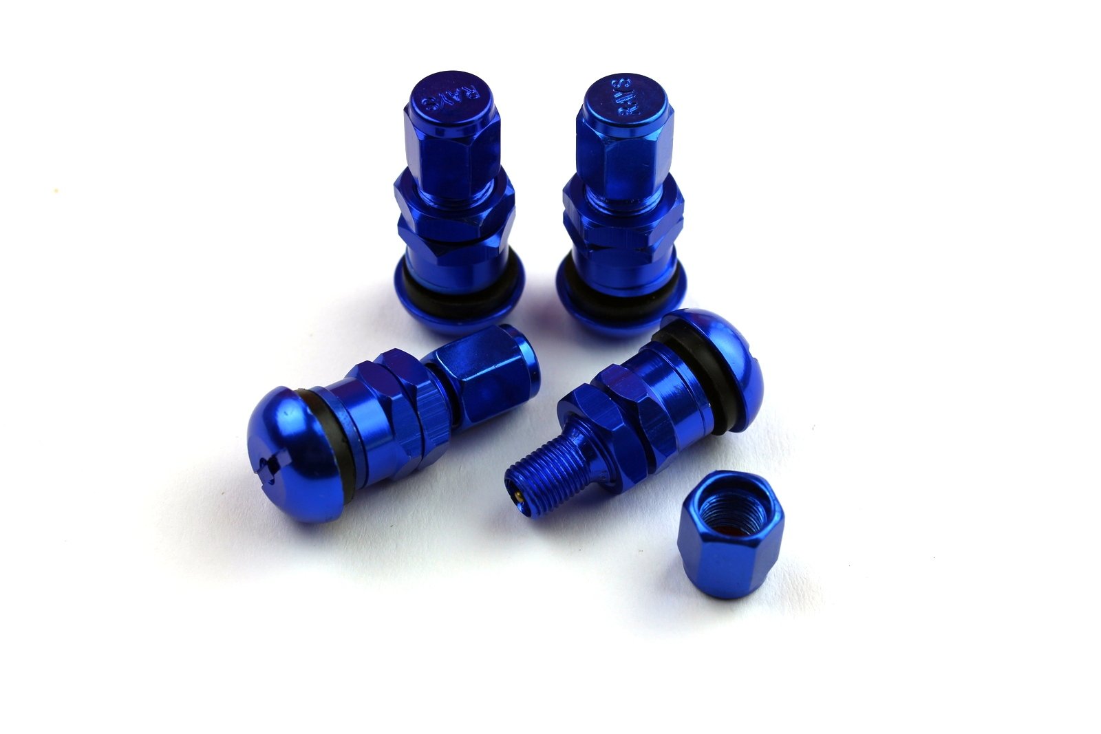 streetandtrack 4X Aluminium Felgen Metall Ventile eloxiert tire valves farbig-Blau von streetandtrack