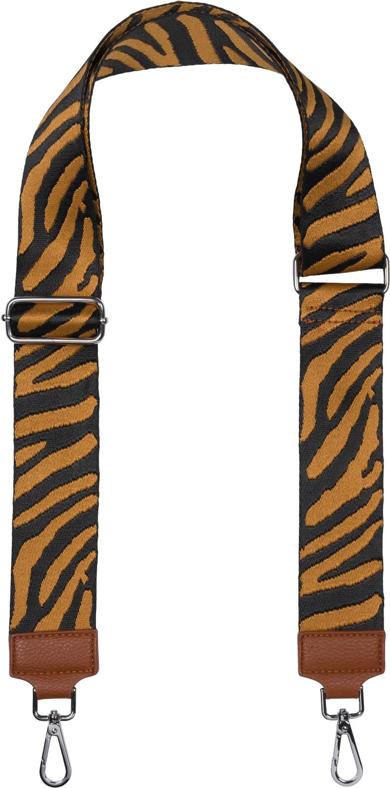 styleBREAKER Breiter Taschen Schulterriemen verstellbar mit Zebra Muster, Wechsel Taschengurt, Handyband, Handykette 02013033, Farbe:Cognac-Schwarz von styleBREAKER