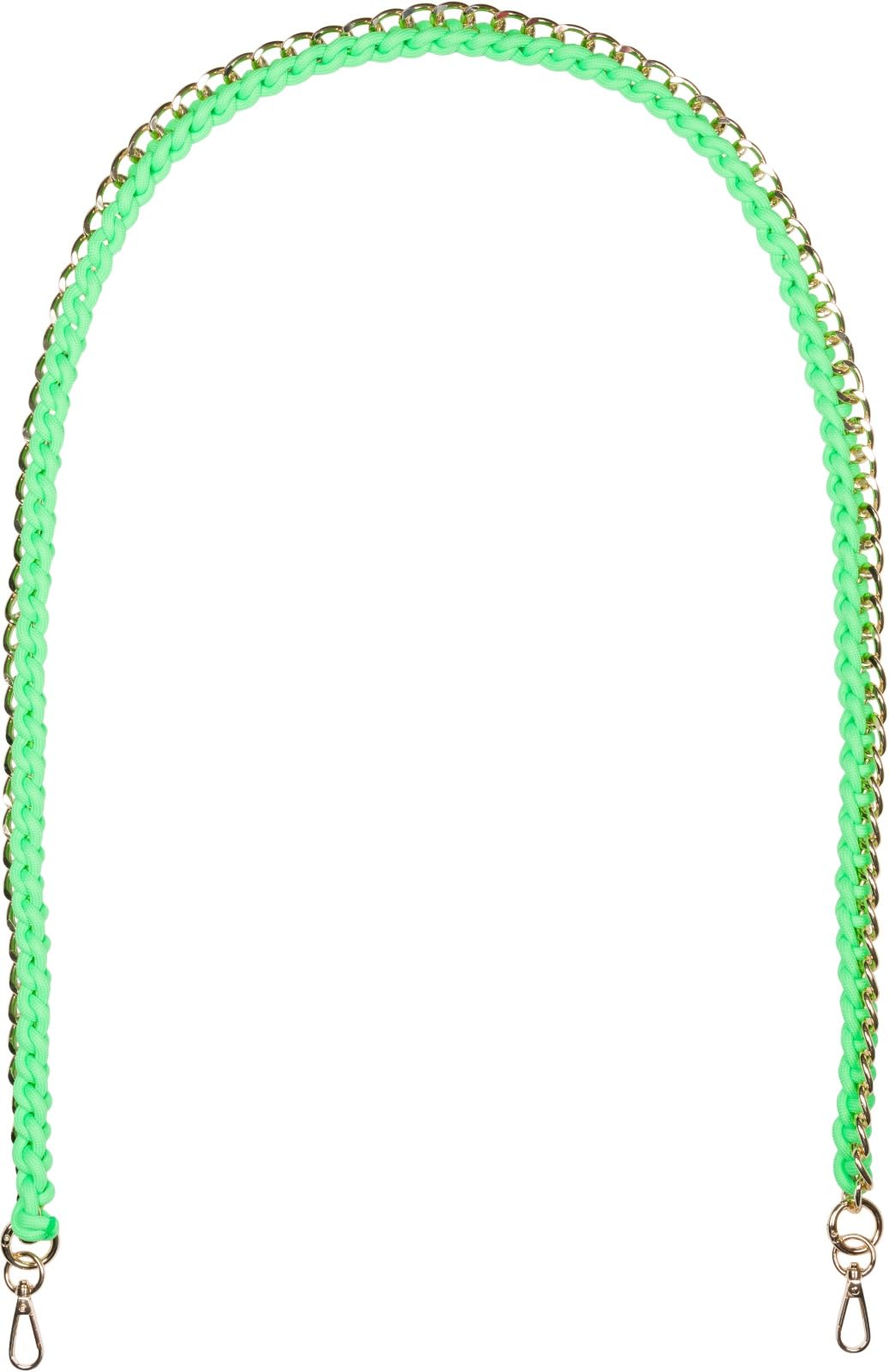 styleBREAKER Taschen Schulterriemen mit eingeflochtener Kette, Wechsel Taschengurt, Handyband, Handykette, Karabiner 02013038, Farbe:Neongrün von styleBREAKER