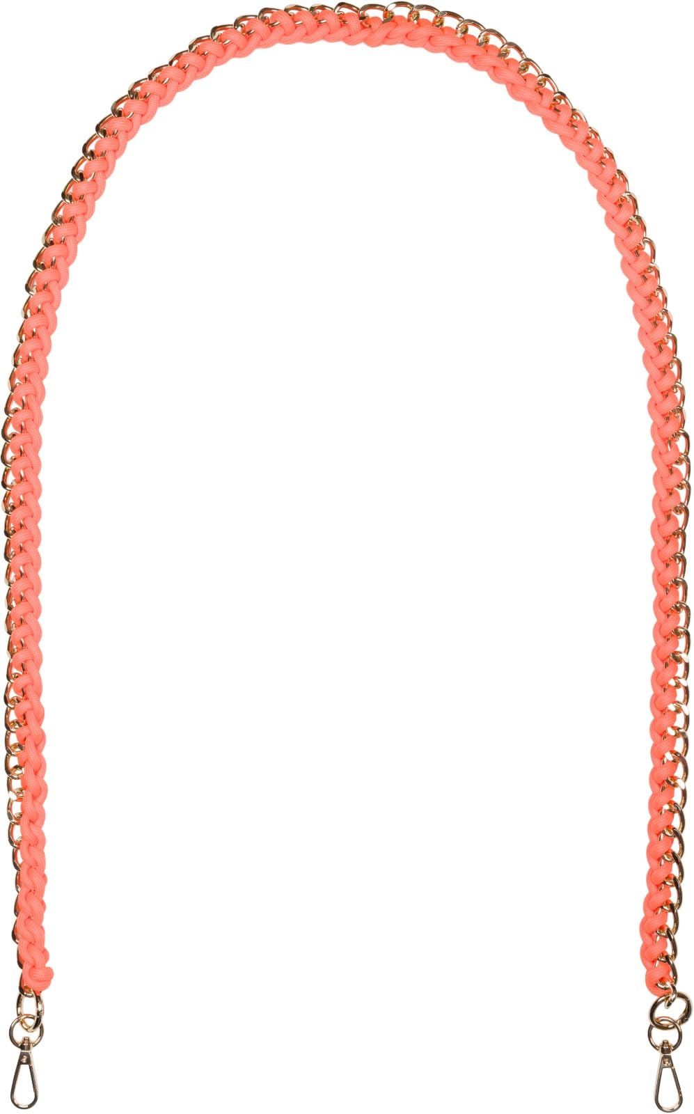 styleBREAKER Taschen Schulterriemen mit eingeflochtener Kette, Wechsel Taschengurt, Handyband, Handykette, Karabiner 02013038, Farbe:Neonorange von styleBREAKER