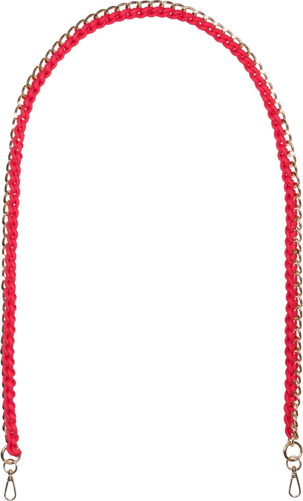 styleBREAKER Taschen Schulterriemen mit eingeflochtener Kette, Wechsel Taschengurt, Handyband, Handykette, Karabiner 02013038, Farbe:Rot von styleBREAKER