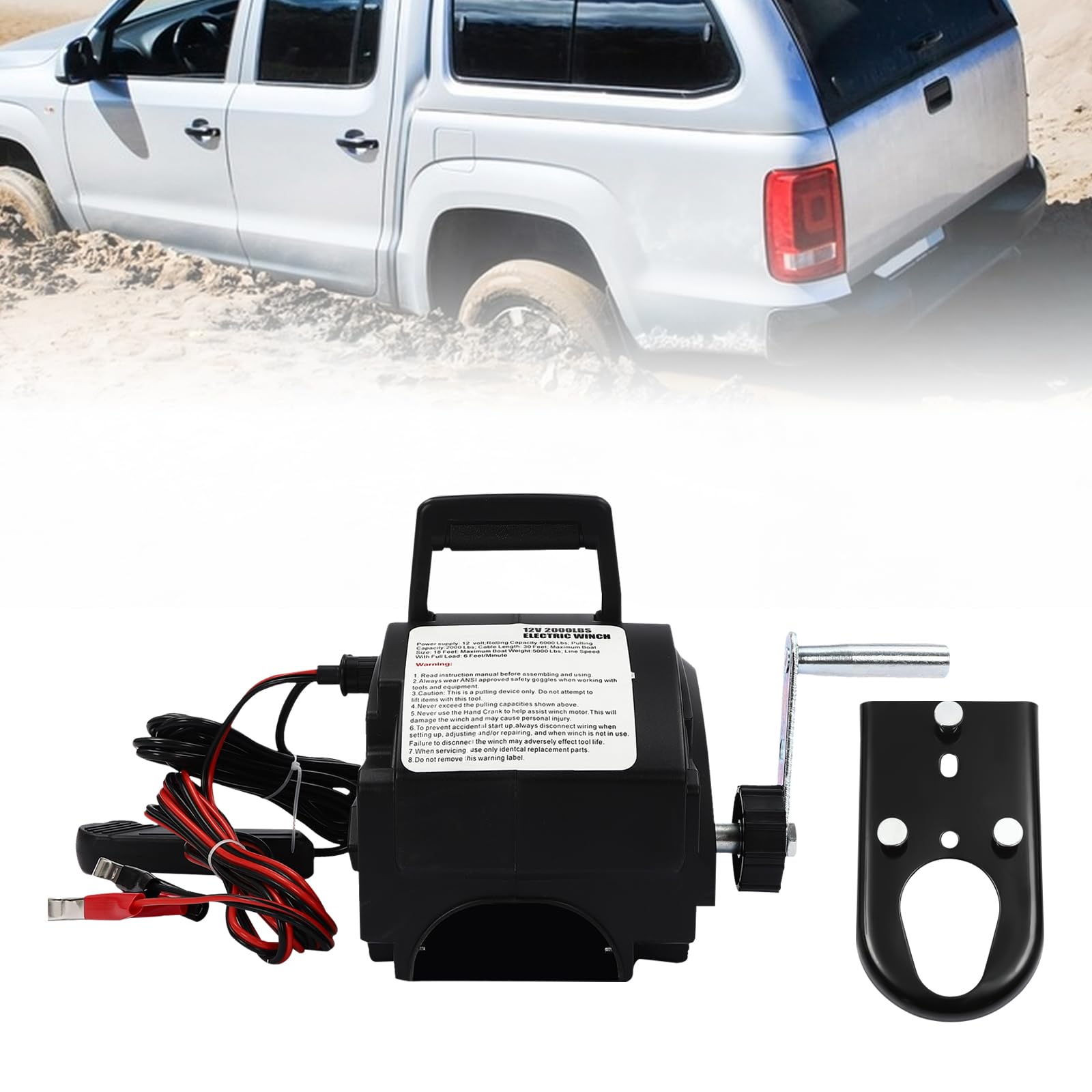 sulckcys 300W 12V Tragbare Verkabelt Fernbedienung Elektrische Seilwinde 906KG Electric Winch mit Kabellose Fernbedienung für Quads, ATV, UTV von sulckcys