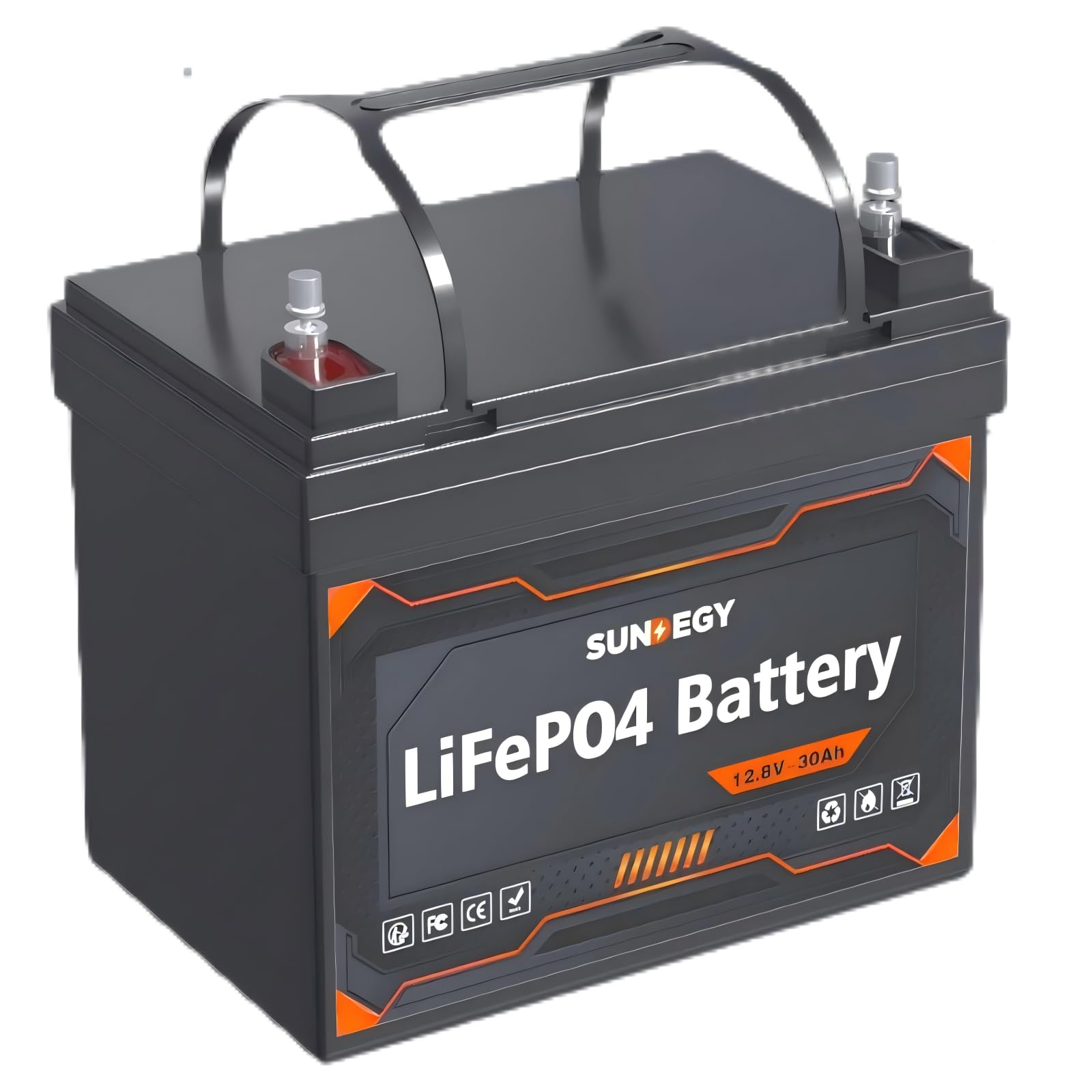 Sundegy LiFePO4 30Ah 12V Akku, 384Wh Wiederaufladbare Lithium Batterie, 3000 Zyklen und BMS Schutz, Langer Lebensdauer Wartungsfrei, für Wohnmobil, Solaranlage, Boot, Notstromversorgung, Golfwagen von sundegy