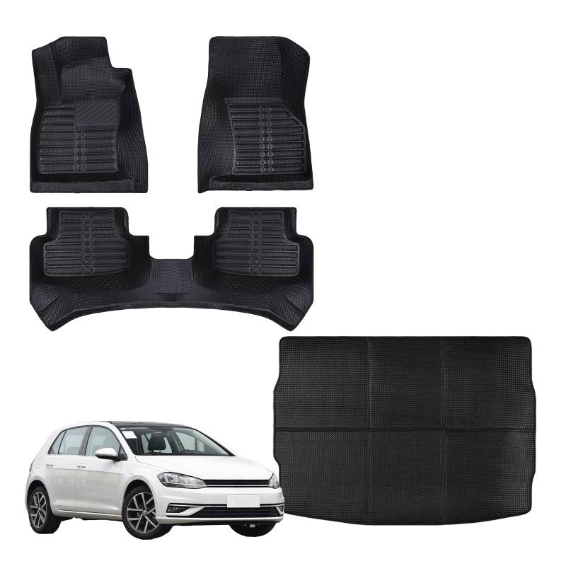 kompatibel mit VW Golf 7 fussmatten 2013-2024 car Floor mats Volkswagen 3D fußmatten Set of 4 enthalten heckklappe pad Golf 7 Automatten und Kofferraummatten（Golf 7） von sunshine sky