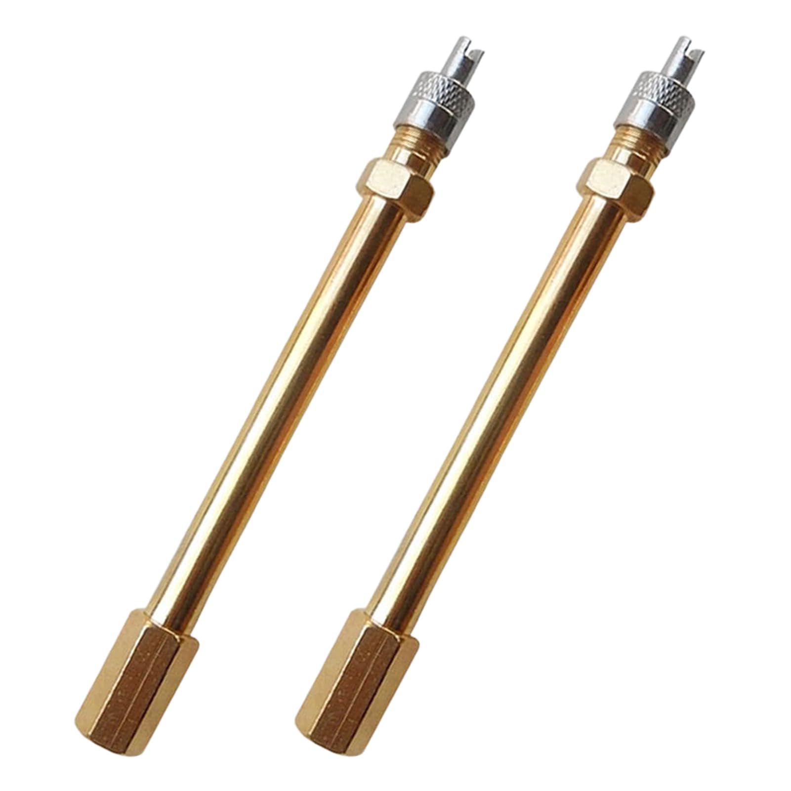 UMXOSM 2 Stück Messing Autoreifen Ventil Verlängerung Adapter 100mm/3.94inch, Luft-Reifenschaft Luftaufblasung Extender Stright Bore für Auto LKW Motorrad Fahrrad Rasenmäher Scooter(Golden) von swor