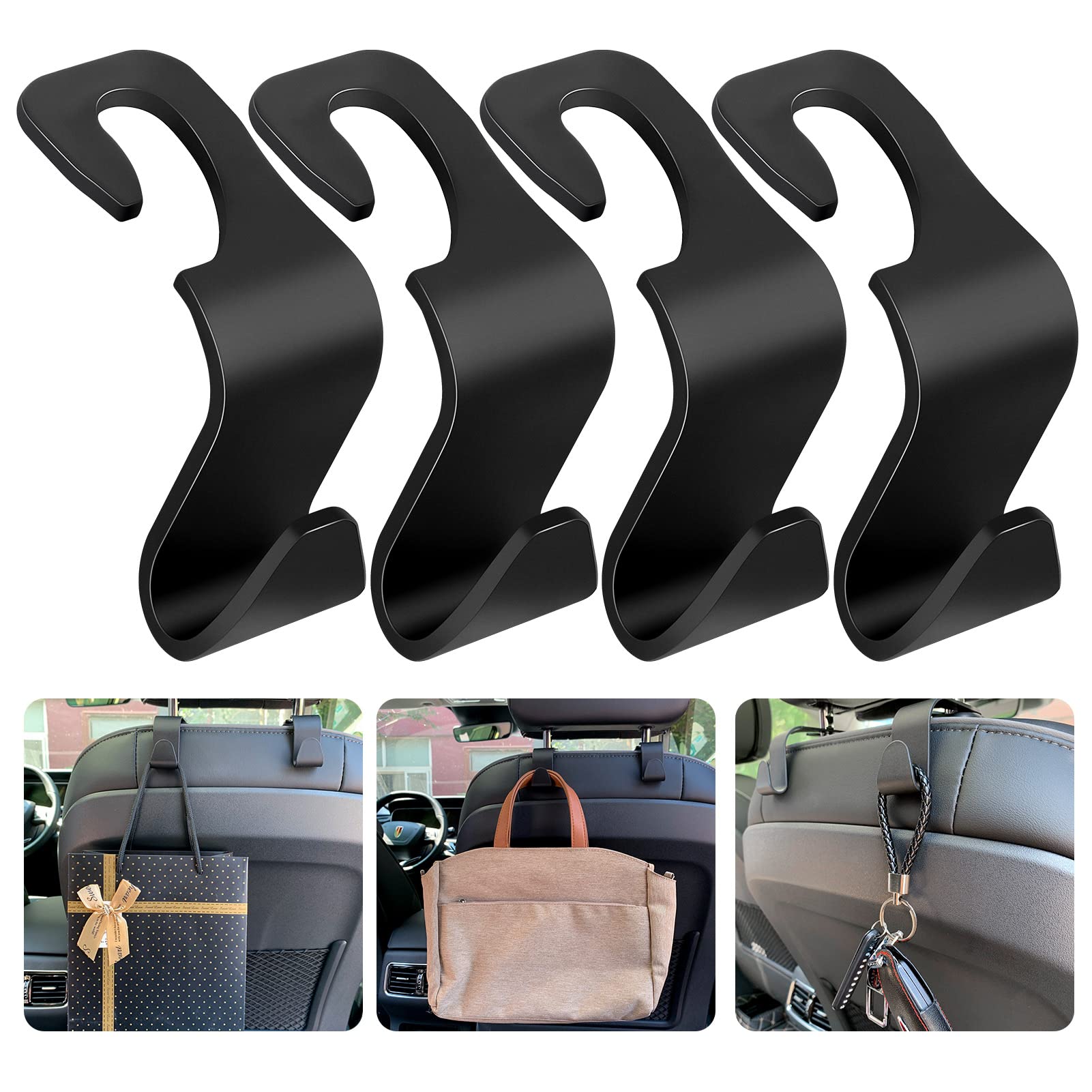 tao pipe 4 stücke Auto Lagerung Haken, Auto Kunststoff Haken Rücksitz Kopfstütze Haken Aufbewahrungshaken für Autositz Autositz Rücksitzhaken Kopfstütze Kleiderbügel Handtaschenhalter Taschenhaken von tao pipe