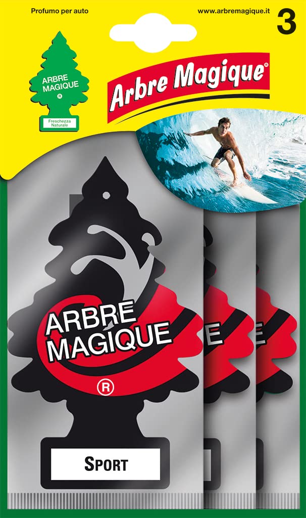 Arbre Magique, Lufterfrischer für Auto, Sportduft, intensiver und strukturierter Duft, hält bis zu 7 Wochen, hergestellt in Italien, Multipack mit 3 Stück von Arbre Magique