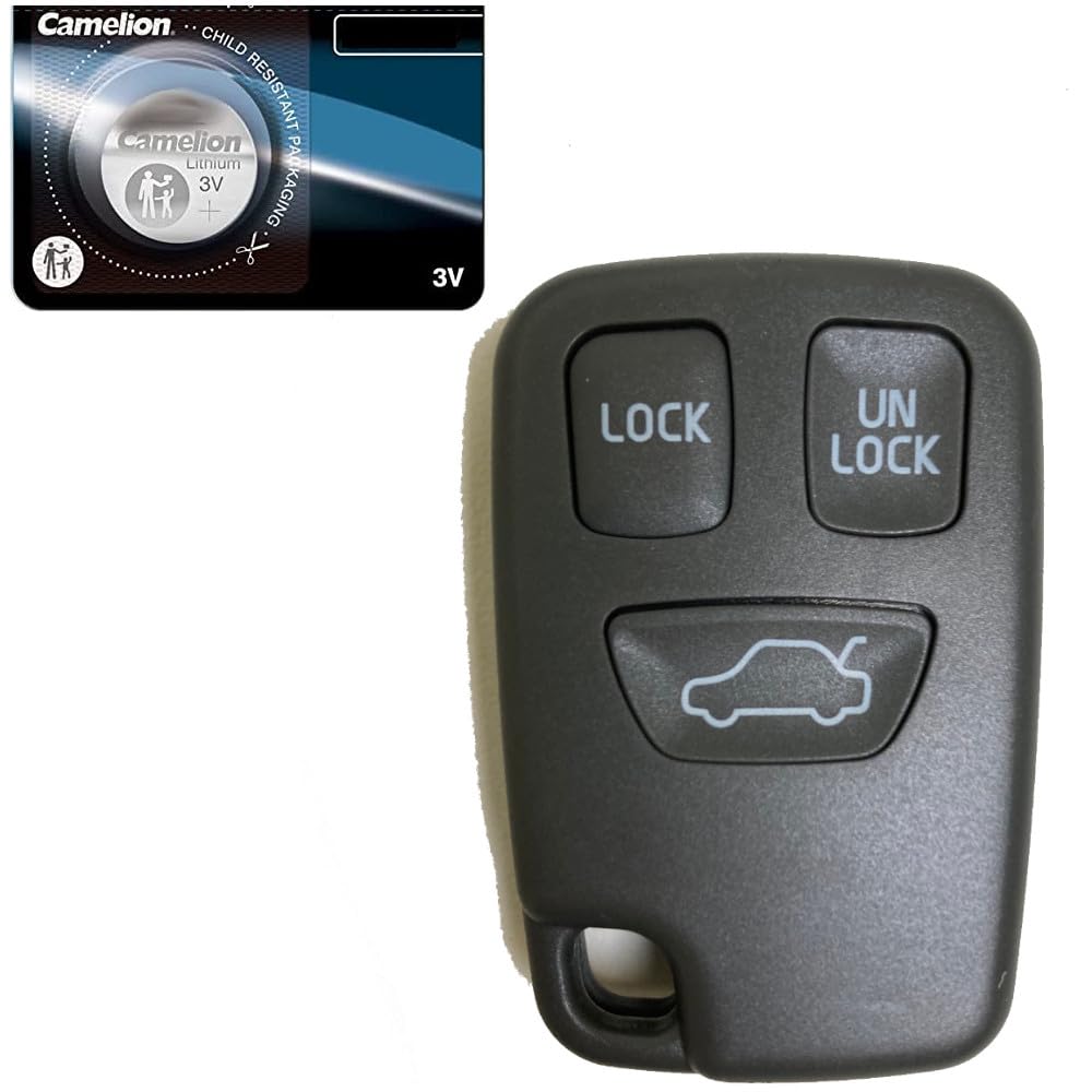 Set Auto Schlüssel Gehäuse Batterie kompatibel mit Volvo Funk Fernbedienung S40 V40 S70 V70 C70 - Ersatz Hülle von tedkine