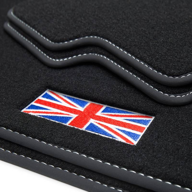 teileplus24 501 Exclusive Union Jack Logo Fußmatten kompatibel mit Mini 2 R56 2006-2014 Ziernähte von teileplus24