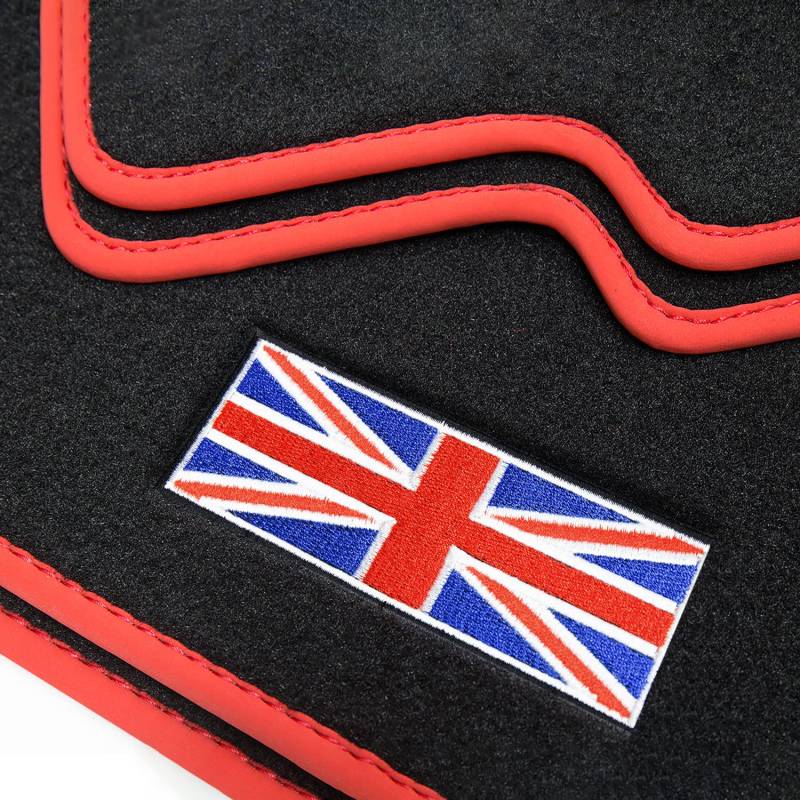 teileplus24 511 Exclusive Union Jack Logo Fußmatten kompatibel mit Mini 2 R56 2006-2014 Ziernähte von teileplus24