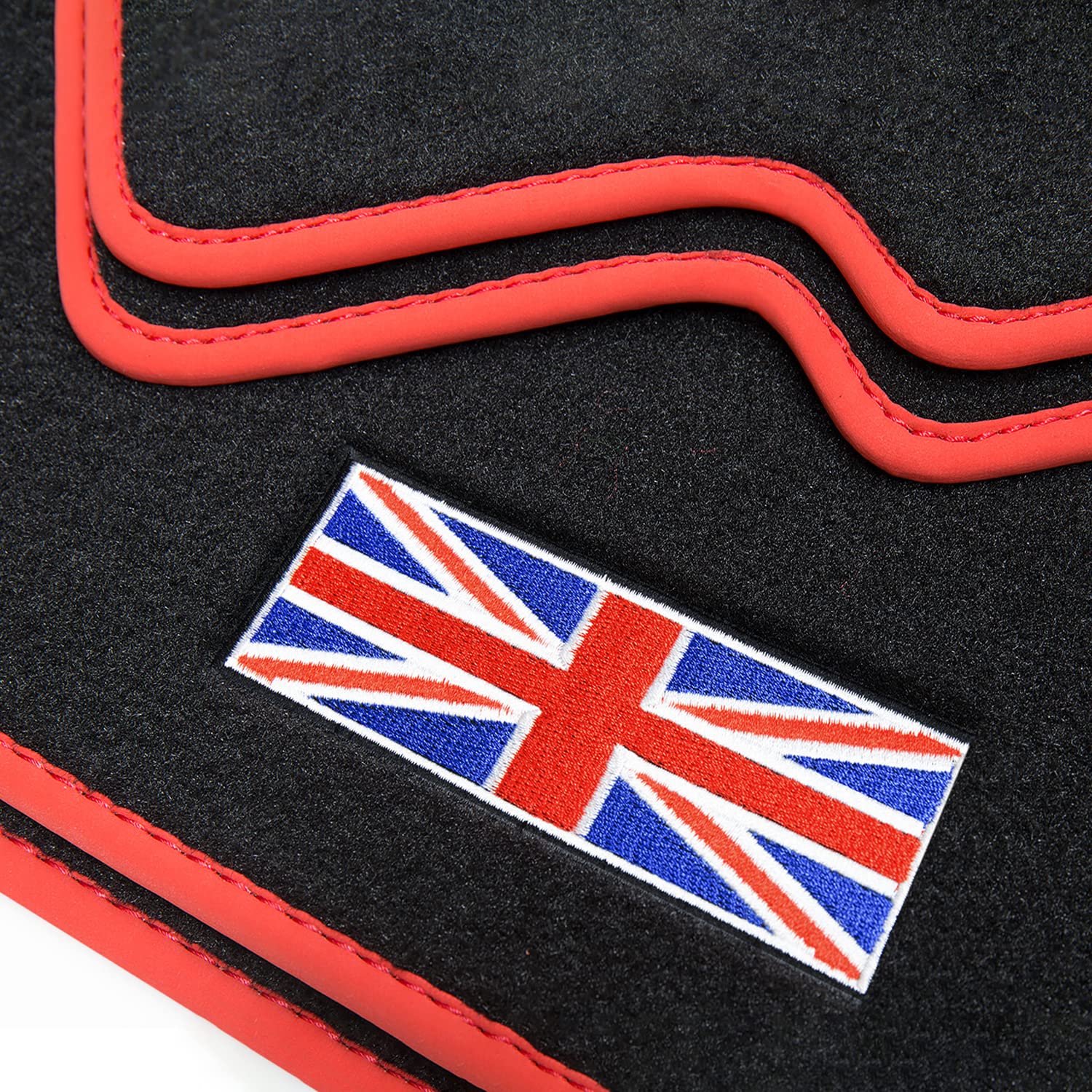 teileplus24 510 Exclusive Union Jack Logo Fußmatten kompatibel mit Mini 1 R50 R53 2001-2006 Ziernähte von teileplus24