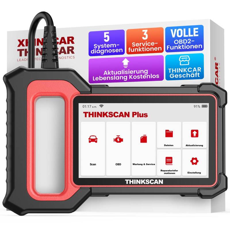 Diagnosegerät Auto, ThinkScan Plus S4 OBD2 Diagnosegerät Mit AutoVIN, Auto Auslesegerät Mit 5 Systemdiagnosen (ECM/ABS/SRS/BCM/TCM)+3 Servicefunktionen von thinkcar