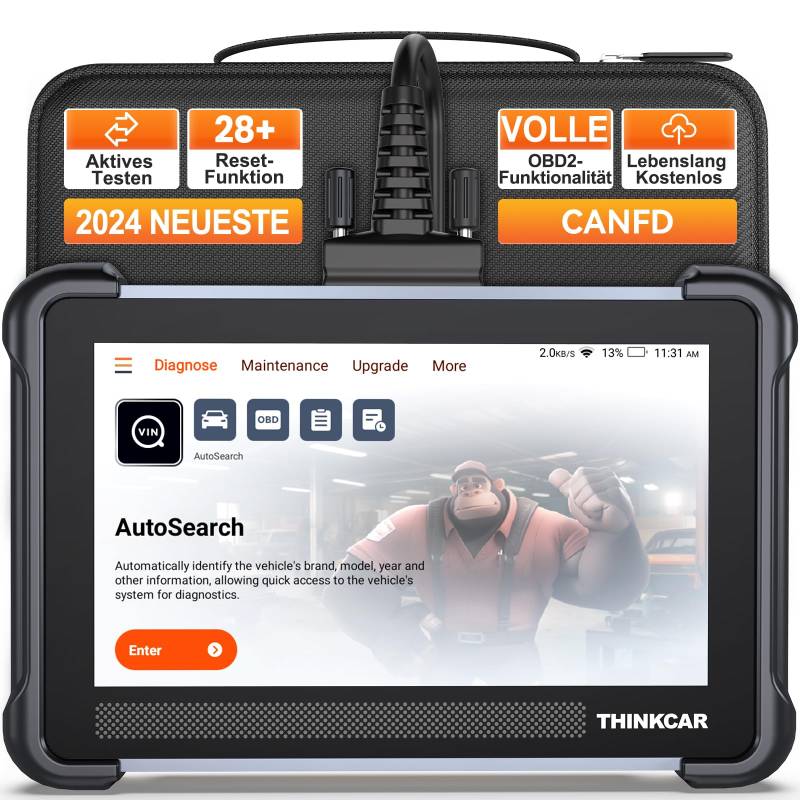 OBD2 Diagnosegerät, ThinkScan 672 Diagnosegerät Auto Mit 28+ Reset-Funktion Und Volle Systemdiagnose, Auslesegerät Auto Für Aktives Testen/Erweiterte ECU-Codierung/BI-Direktionale Steuerung/CANFD von thinkcar