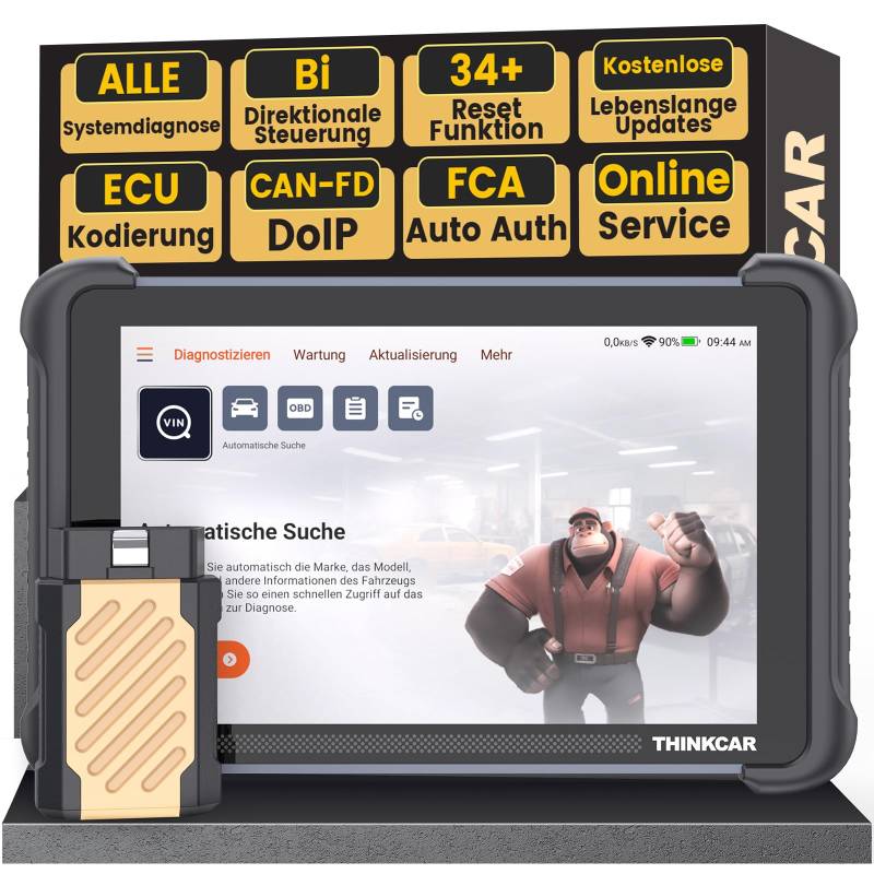 OBD2 Diagnosegerät, ThinkScan 689BT Diagnosegerät Auto Mit 34 Reset-Funktion + Volle Systemdiagnose, Auslesegerät Auto Für Aktives Testen/Erweiterte ECU-Codierung/BI-Direktionale Steuerung/CANFD&DoIP von thinkcar