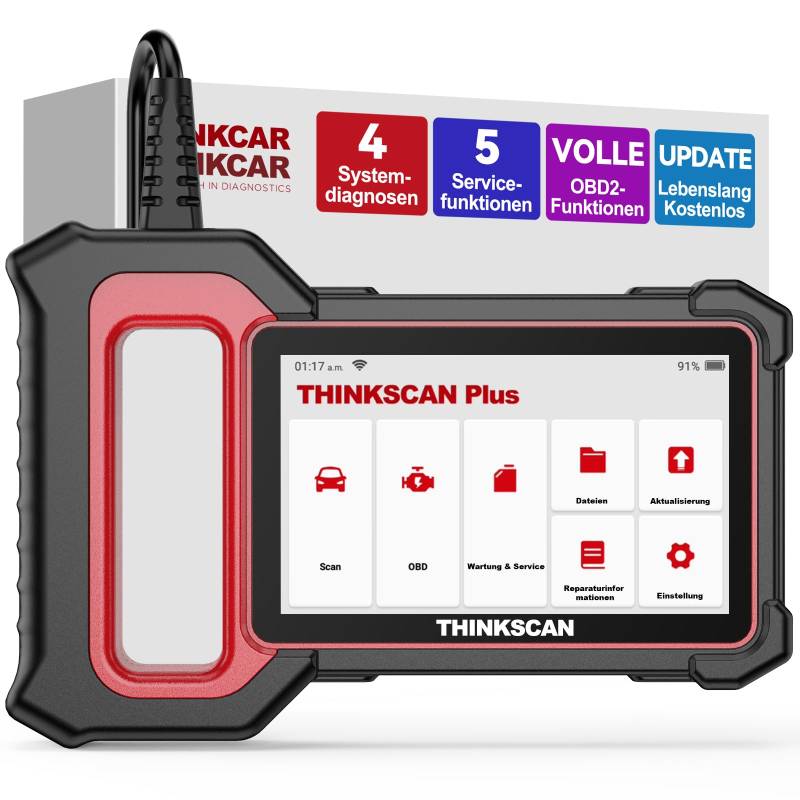 thinkcar Diagnosegerät Auto, ThinkScan Plus S6 OBD2 Diagnosegerät Mit AutoVIN, Kfz Auslesegerät mit 5 Wartungsdiensten (Oil/SAS/EPB/TPMS/ETS) + 4 Systemdiagnosen (ECM/TCM/ABS/SRS), Kostenlose Nutzung von thinkcar